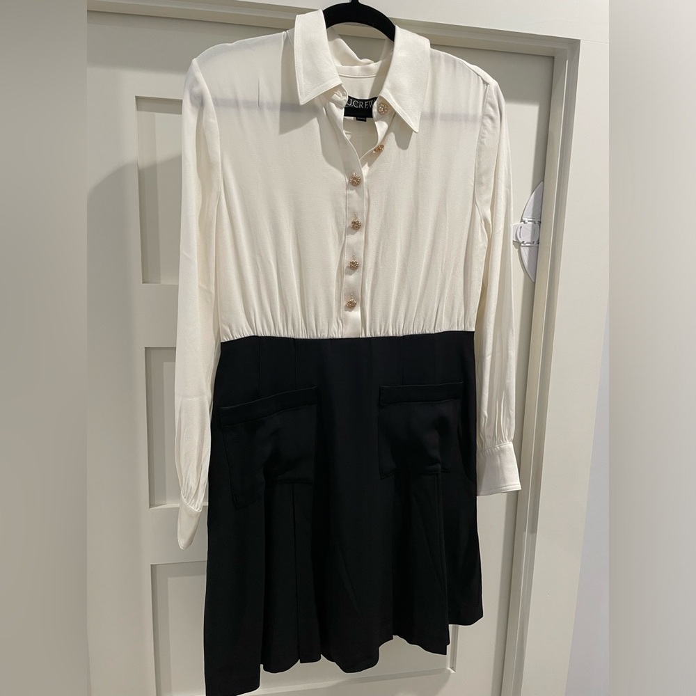 NWT J. Crew Kennedy Dress Button Front Pleated Crepe Shirt Dress 8